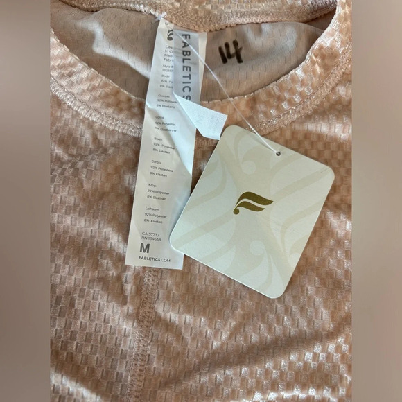 FABLETICS Long Sleeve Velour Athletic Top Light Pink Checker Print M NWT - Picture 8 of 9